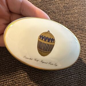 Faberge Limoges France Trinket Box with Blue & Gold Egg Motif